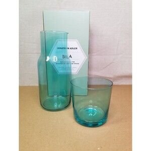 Jonathan Adler BIBA Bedside Carafe Pitcher Blue Glass